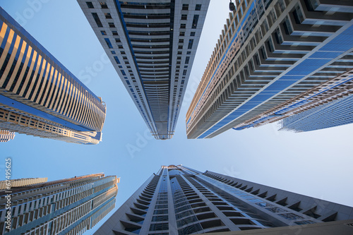 office skyscrapers on blue sky background