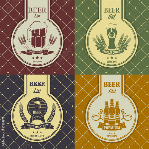 Set of sample menu with a beer mug