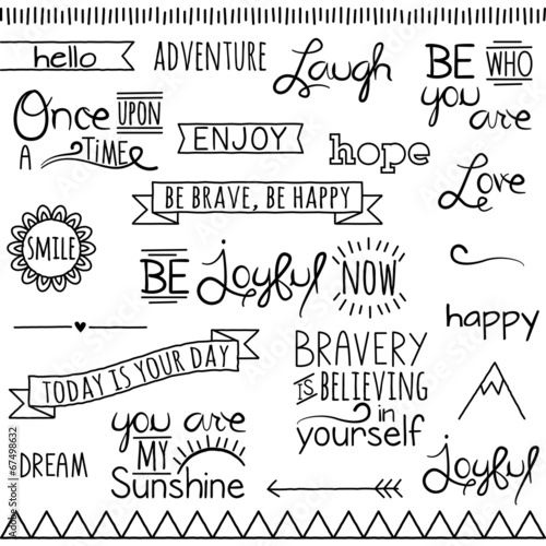 Vector Collection of Hand Drawn Doodle Word and Phrases