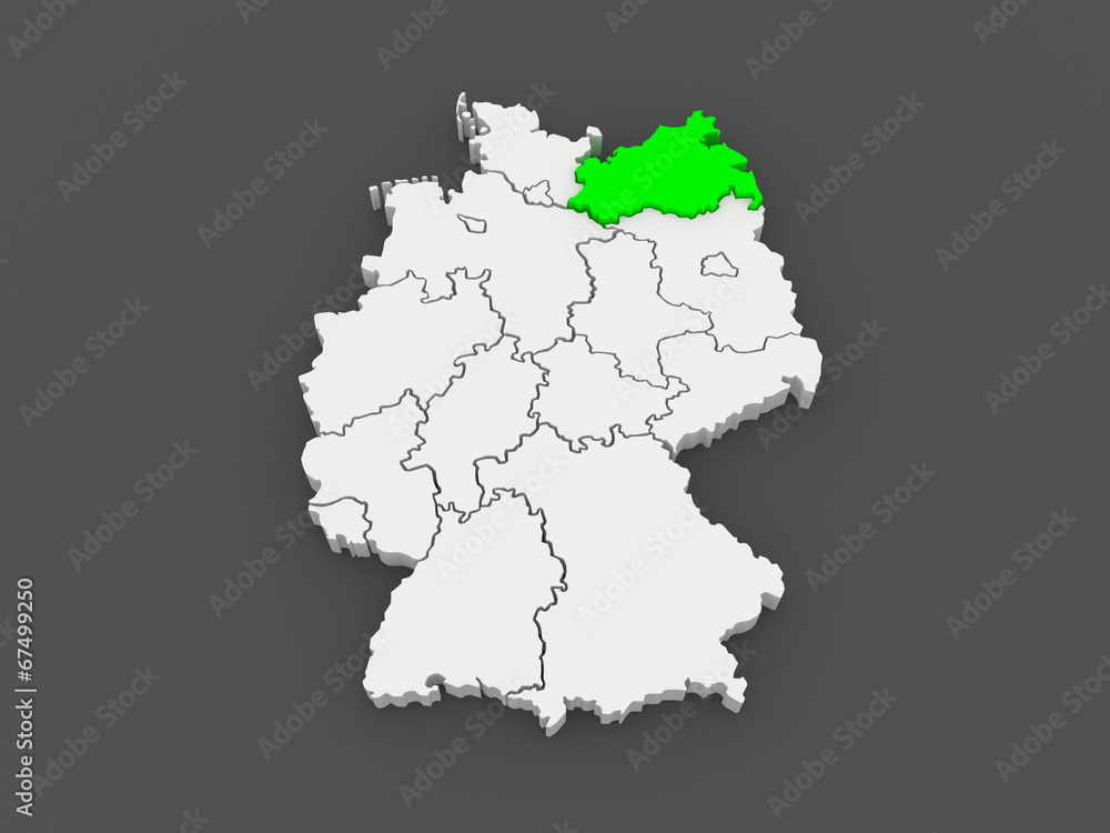 Map of Mecklenburg-Western Pomerania. Germany. Map of Mecklenburg-Western Pomerania. Germany.