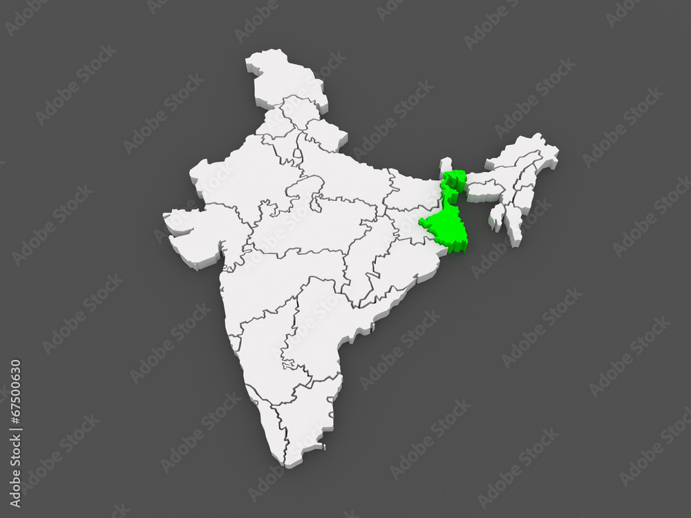 Map Of West Bengal. India. Stock Illustration 