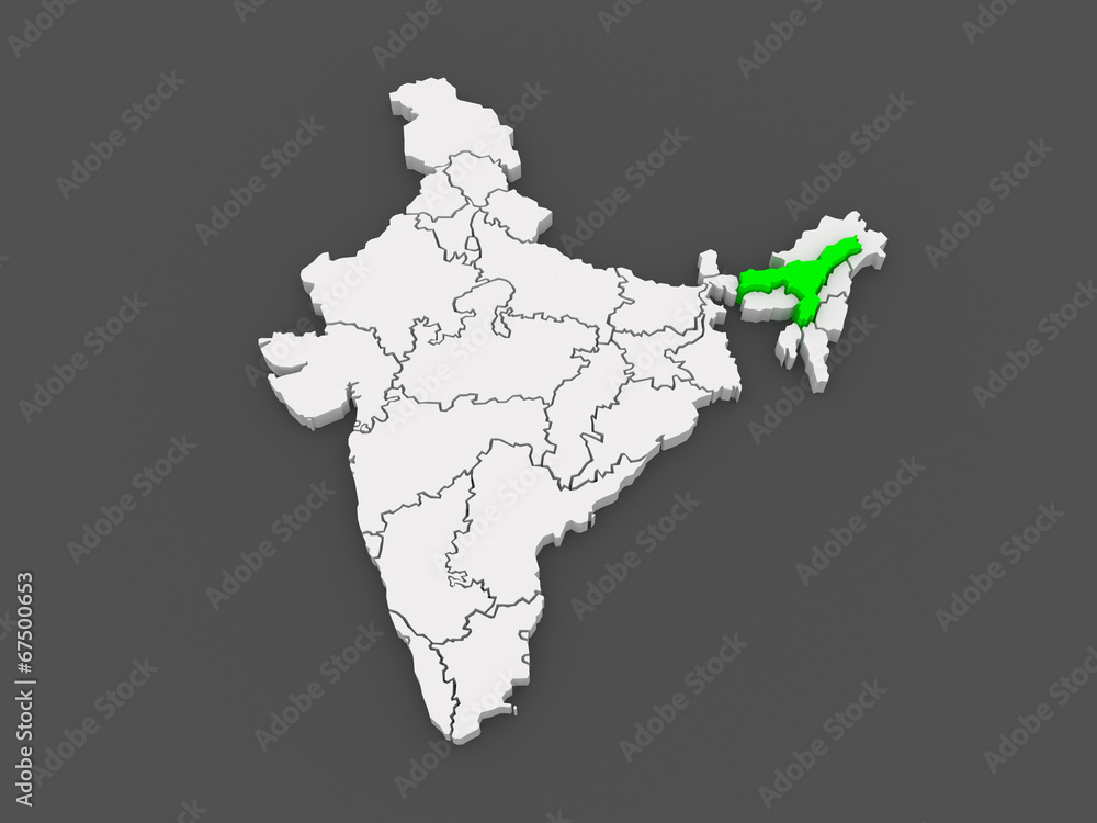 Map of Assam. India. Stock Illustration | Adobe Stock