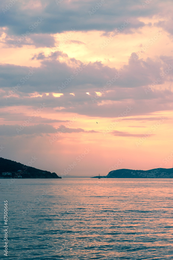 Marmara Sea over sunset