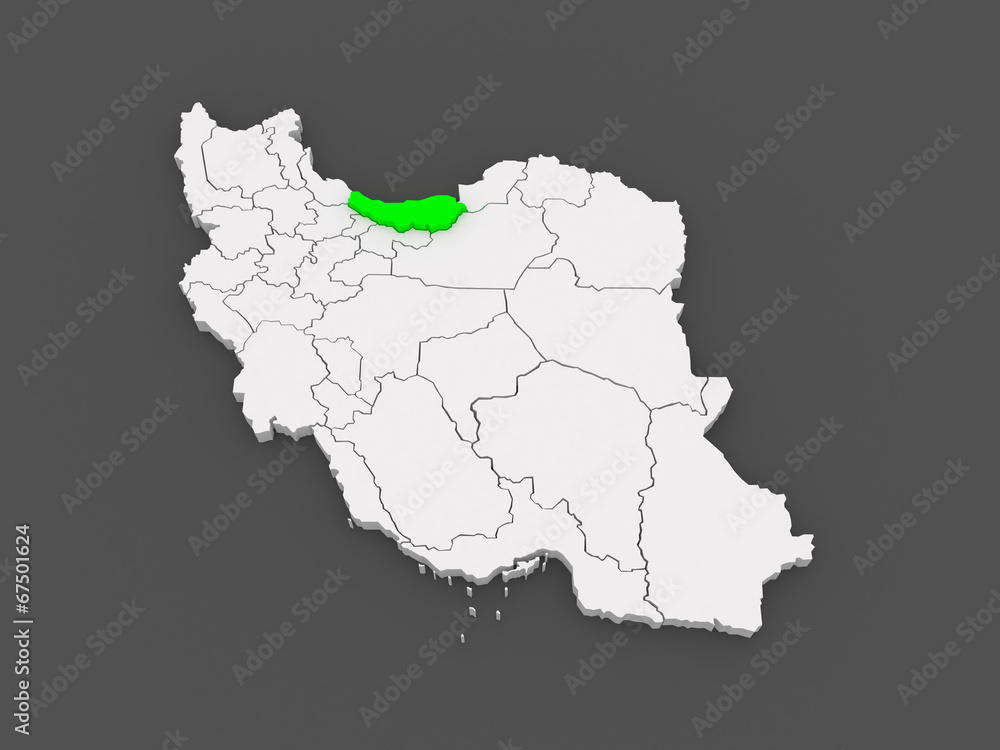 Map of Mazandaran. Iran.