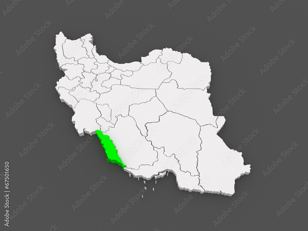 Map of Bushehr. Iran.