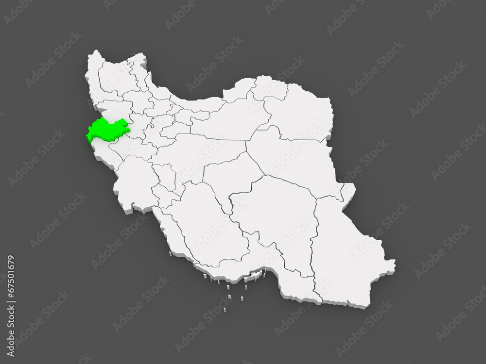 Obraz premium Map of Kermanshah. Iran.