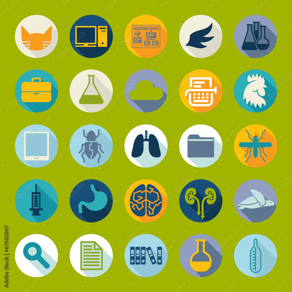Set of veterinary flat icons Set of veterinary flat icons