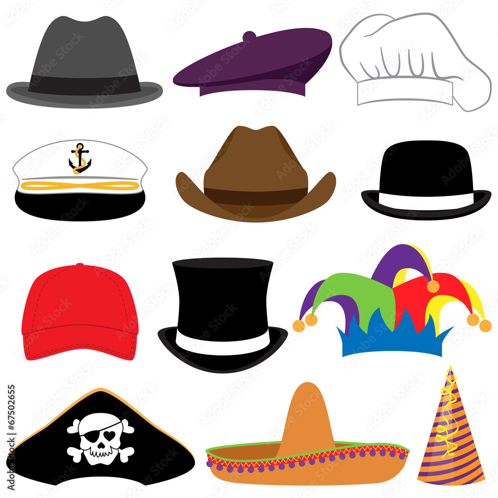 Vector Collection of Hats or Photo Props Vector Collection of Hats or Photo Props