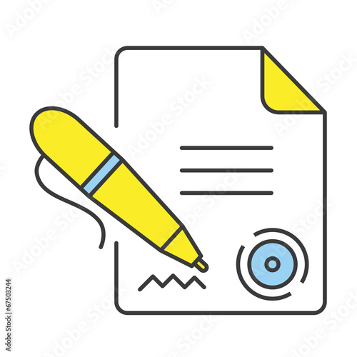 Vector Flat Line Design Concept Signing Document Icon