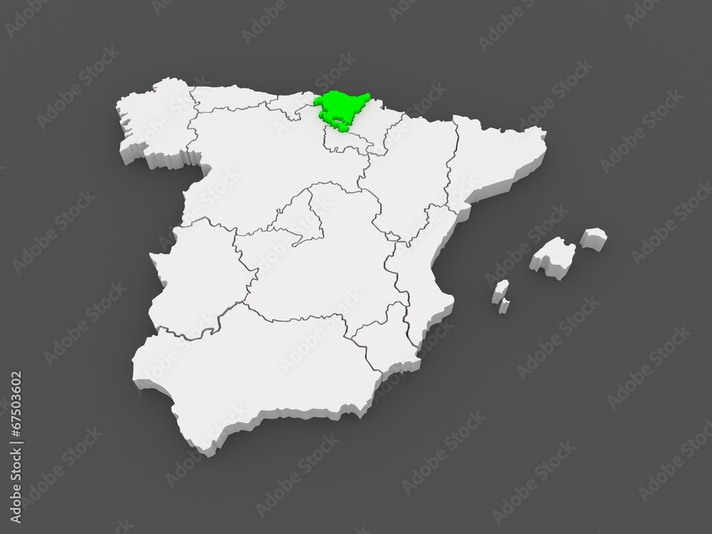 Map of Basque Country. Spain.