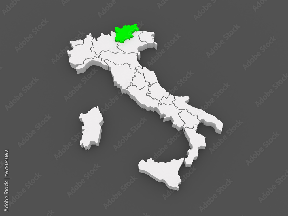 Map of Trentino - Alto Adige. Italy.