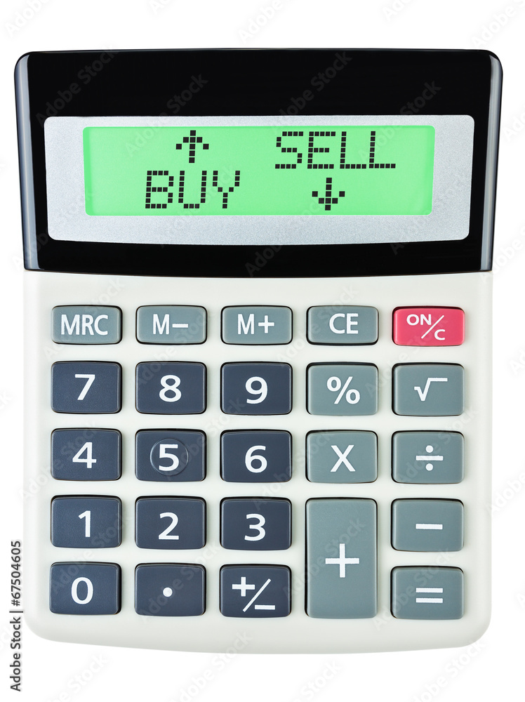 Calculator with BUY SELL on display isolated on white background Calculator with BUY SELL on display isolated on white background