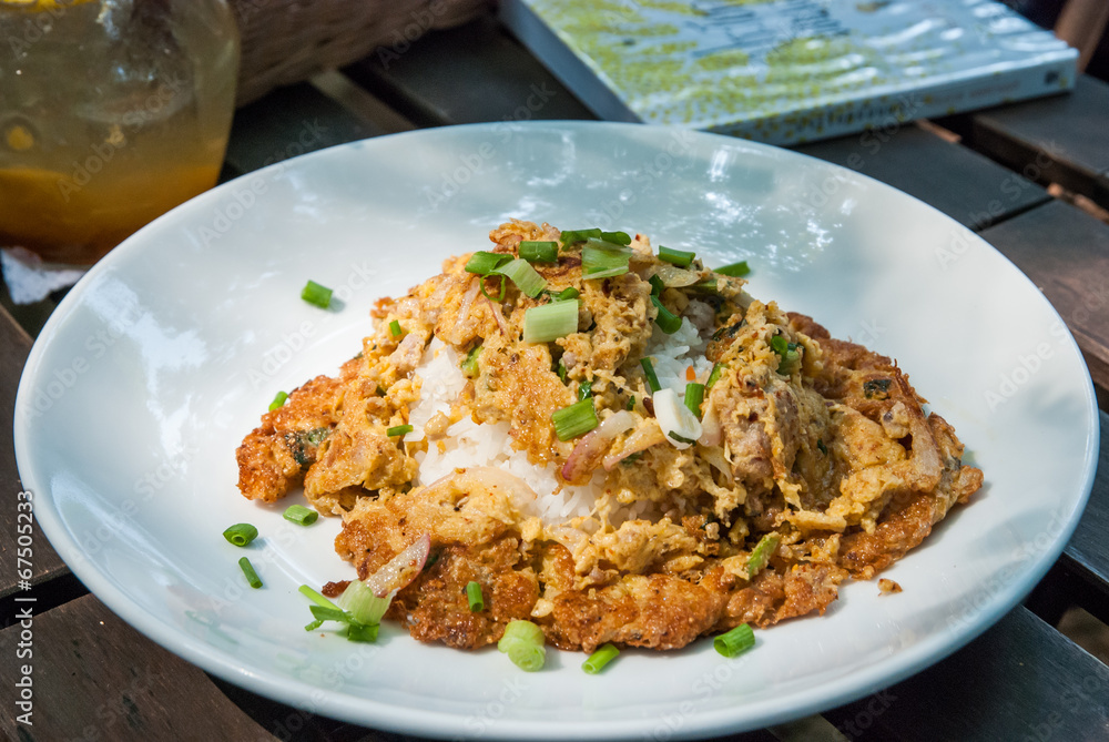 Spicy minced pork omelet with rice Spicy minced pork omelet with rice