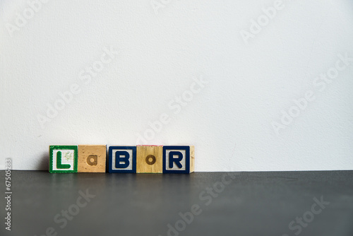 Colorful wooden word Labor with white background3