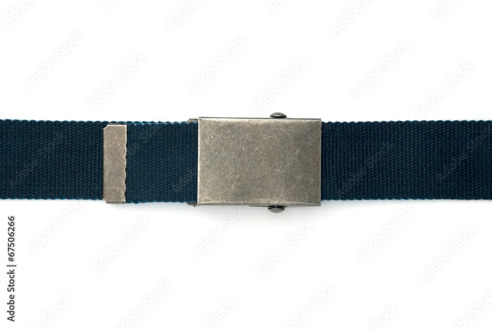 Blue belt with square buckle isolated on white. Blue belt with square buckle isolated on white.