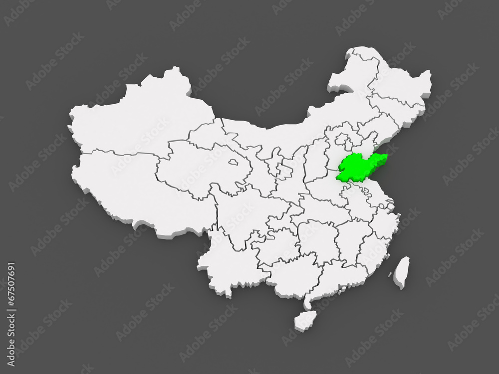 Map of Shandong. China.
