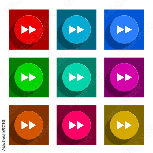 rewind flat vector icon set