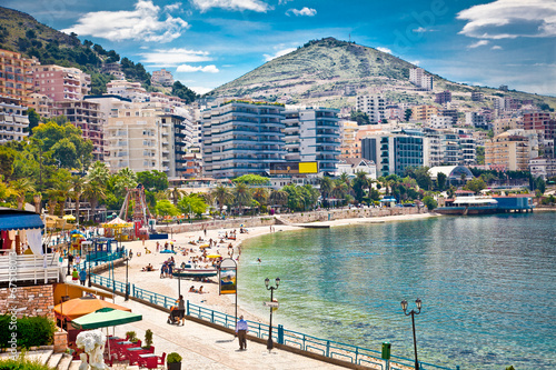 Main city promenade in Saranda, Albania. photo