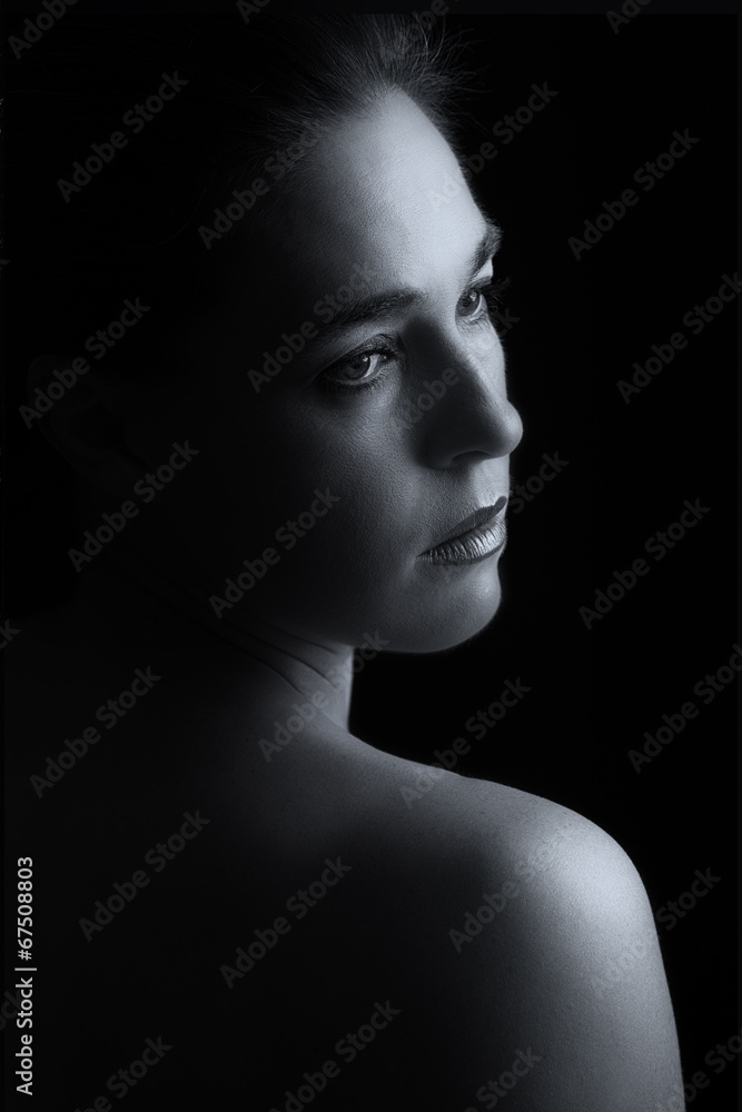 Body scape of woman neck and hand emotion artistic conversion