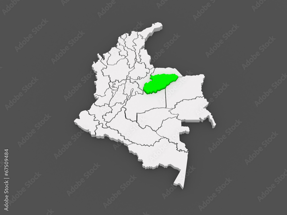 Fototapeta premium Map of Casanare. Colombia.