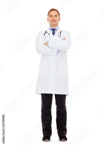 smiling male doctor with stethoscope