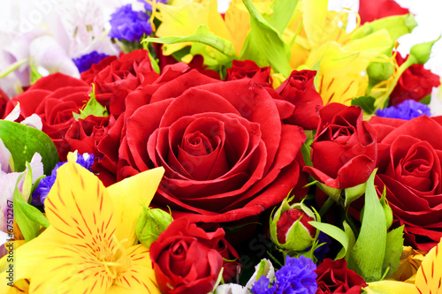 Colorful Flowers Bouquet Isolated on White Background