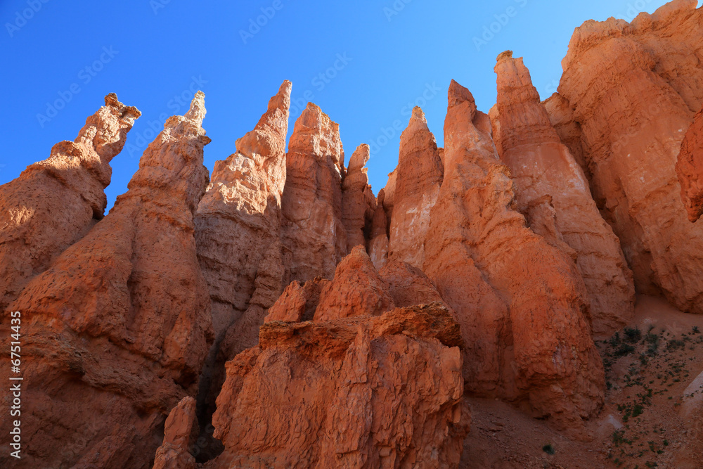 Hoodoo viewed from below in Bryce Canyon