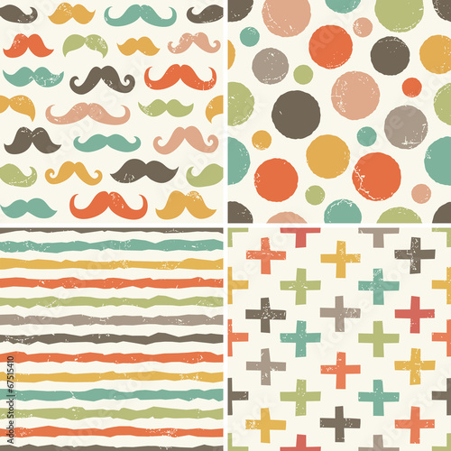 seamless hipster patterns in retro colors