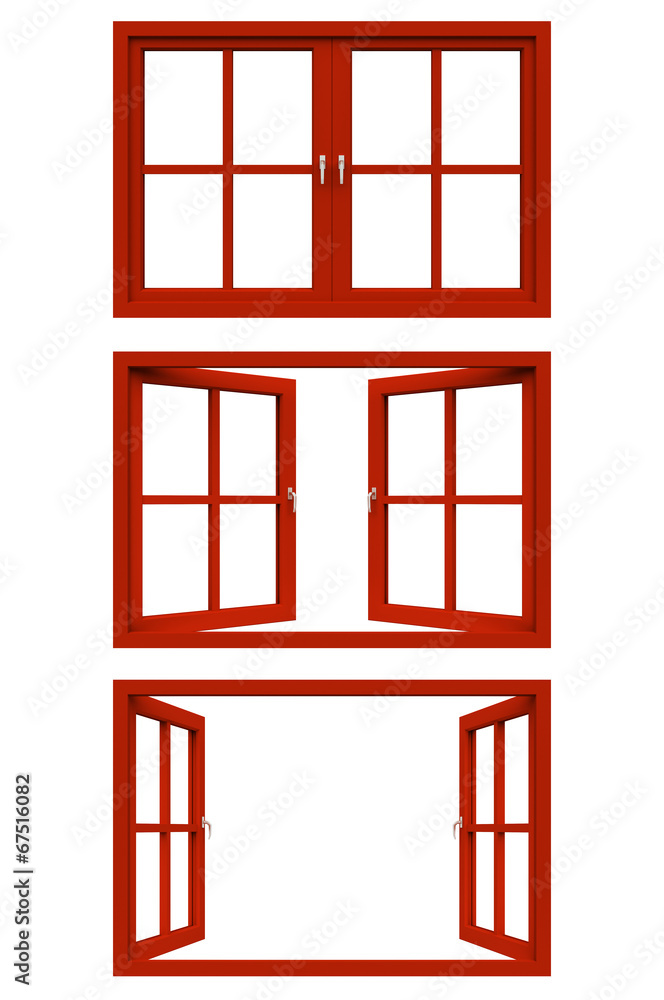 red window frame