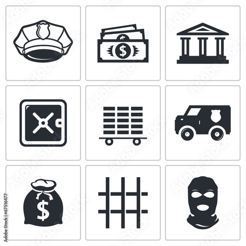 Bank icons set