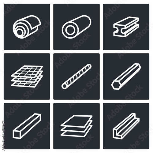 Metallurgy products icons collection