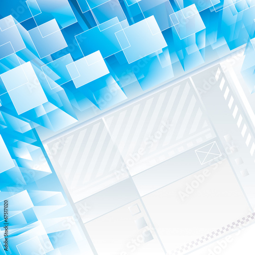 Abstract blue perspective technical background.
