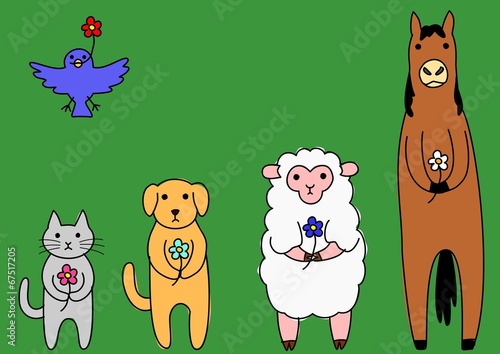 花を持つ動物たち