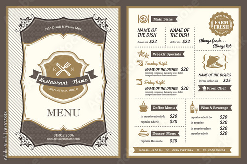 Vintage Frame restaurant menu design