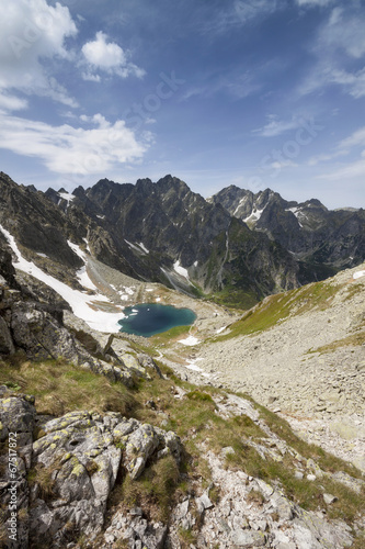 View of Litworowy lake in High Tatra Mountains photo