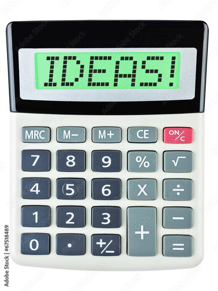 Calculator with IDEAS ! on display isolated on white background Calculator with IDEAS ! on display isolated on white background
