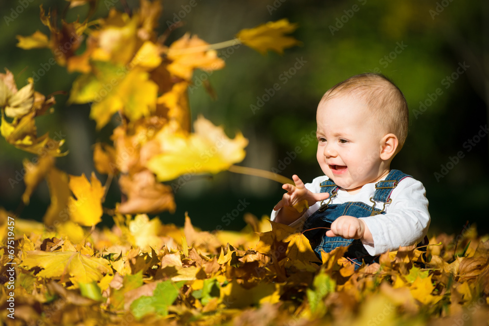 Happy childhood - autumn sunny day Happy childhood - autumn sunny day