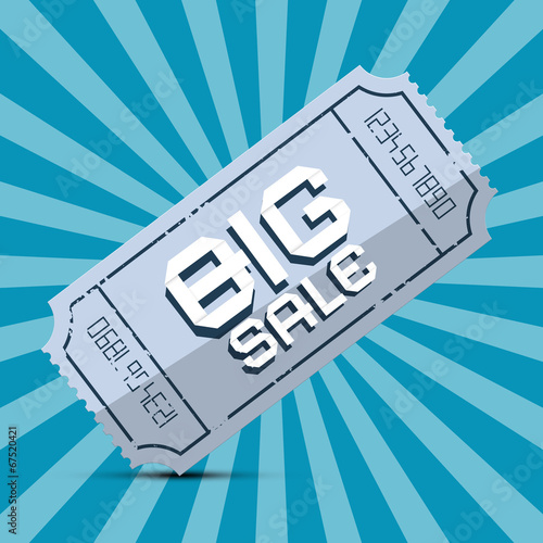 Retro Big Sale Paper Ticket on Blue Background
