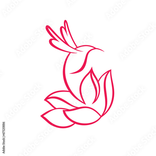 Hummingbird and flower sign