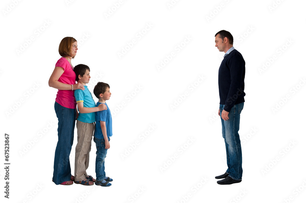 divorce concept family separation isolated on a white background divorce concept family separation isolated on a white background