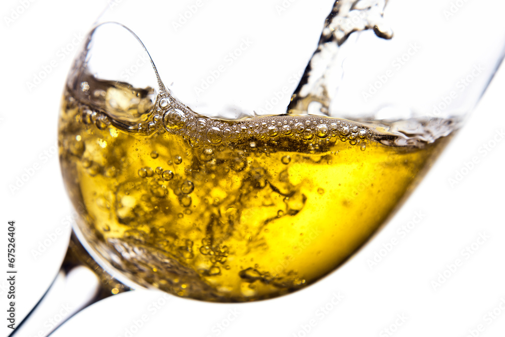 White wine isolated on white background White wine isolated on white background