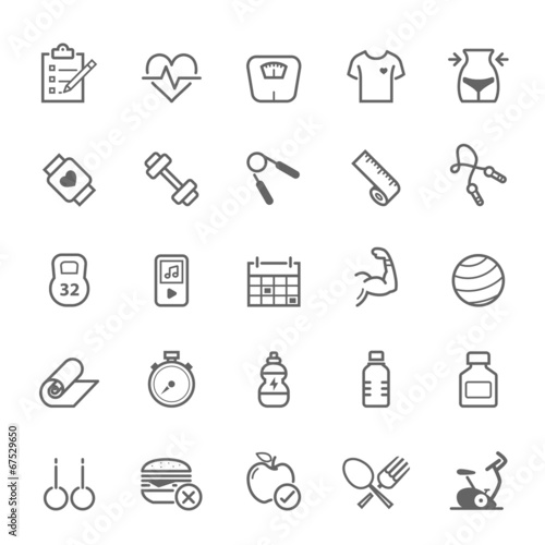 Set of Outline stroke Fitness icons