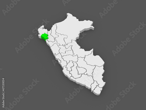 Map of Lambayeque. Peru.