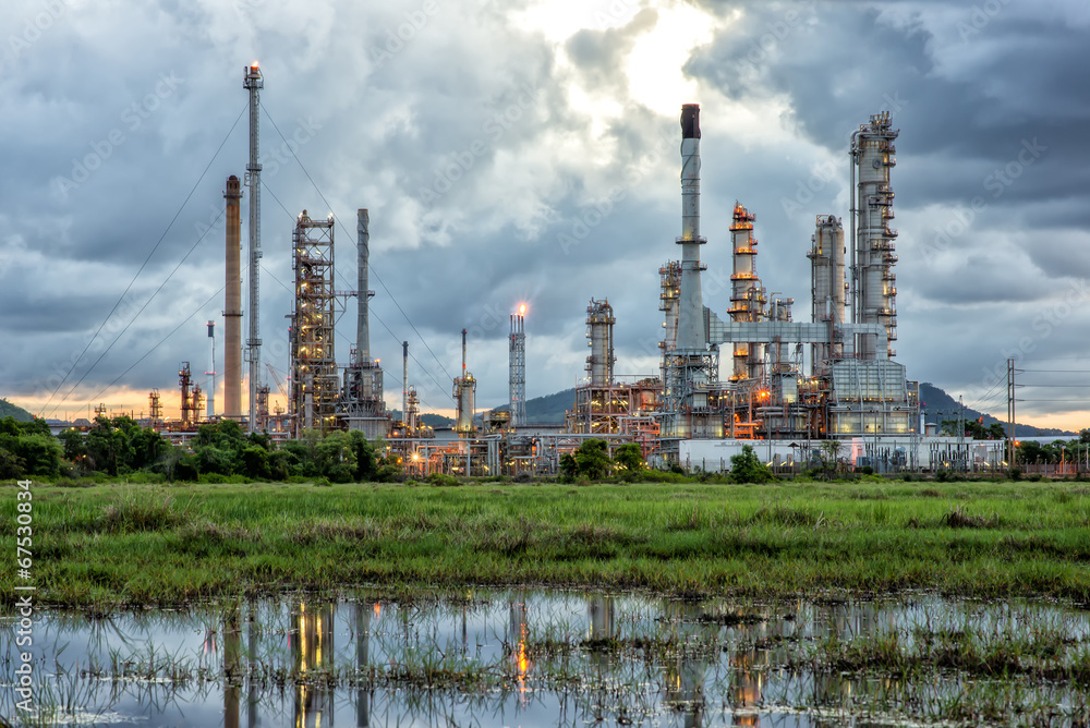 Oil refinery at sunrise