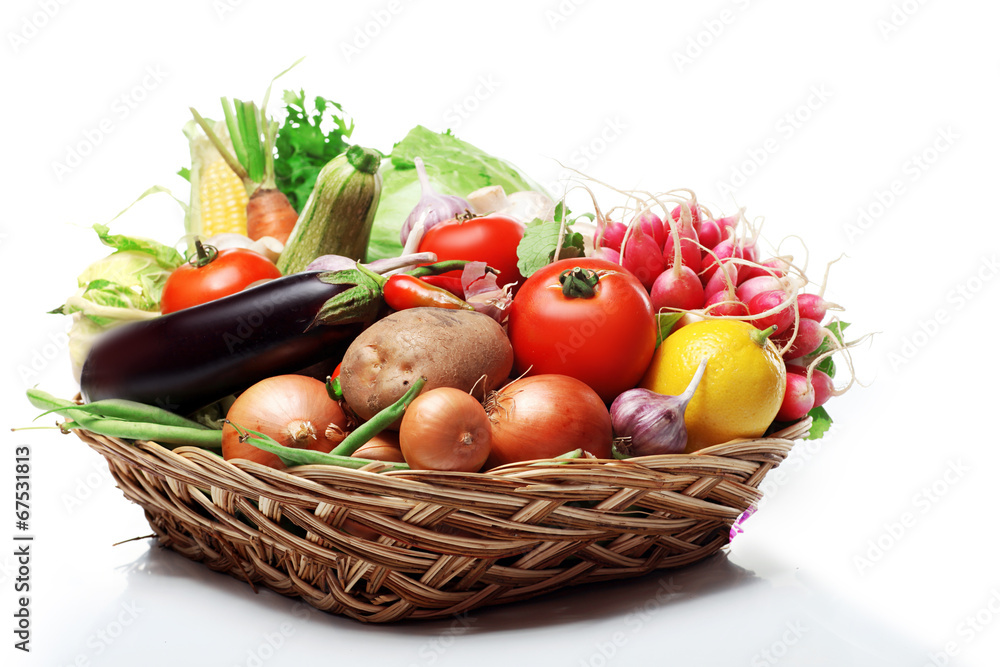fresh Healthy Vegetables on a White Background. fresh Healthy Vegetables on a White Background.