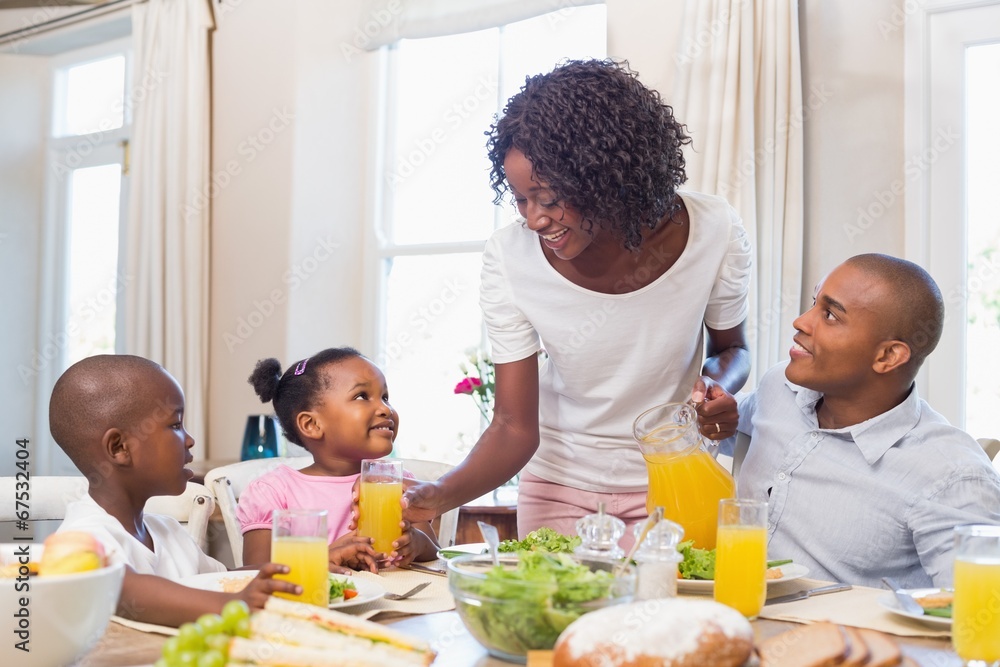 Happy family enjoying a healthy meal together