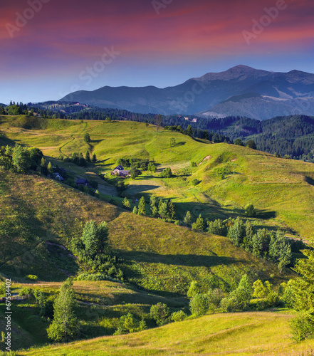 Beautiful summer landscape in the mountain village