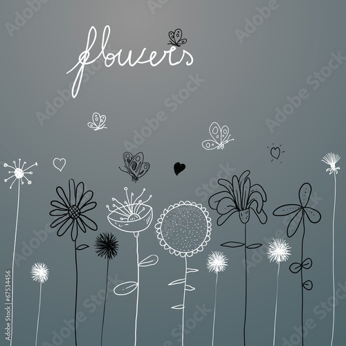 greeting card with retro flowers