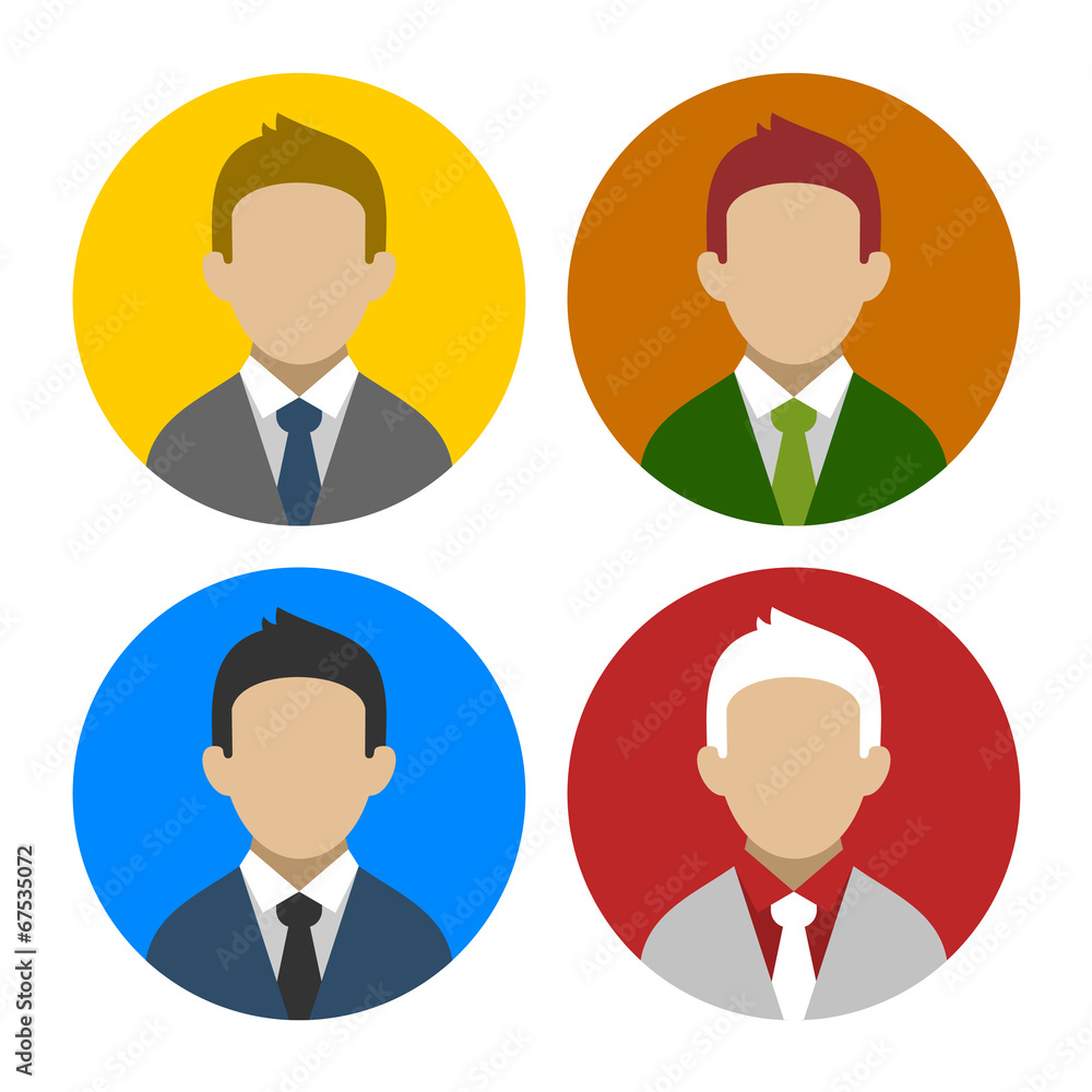 Colorful Businessman Userpics Icons Set in Flat Style. Vector Colorful Businessman Userpics Icons Set in Flat Style. Vector