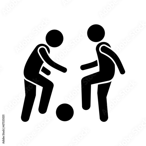 Two Football Players with Ball. Vector Icon